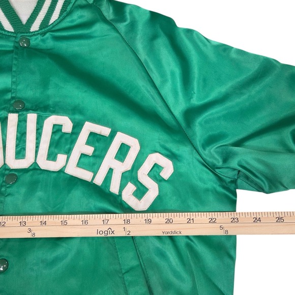 Vintage‎ Active Generation Producers Satin Green Snap Button Jacket Size Large - Picture 12 of 13